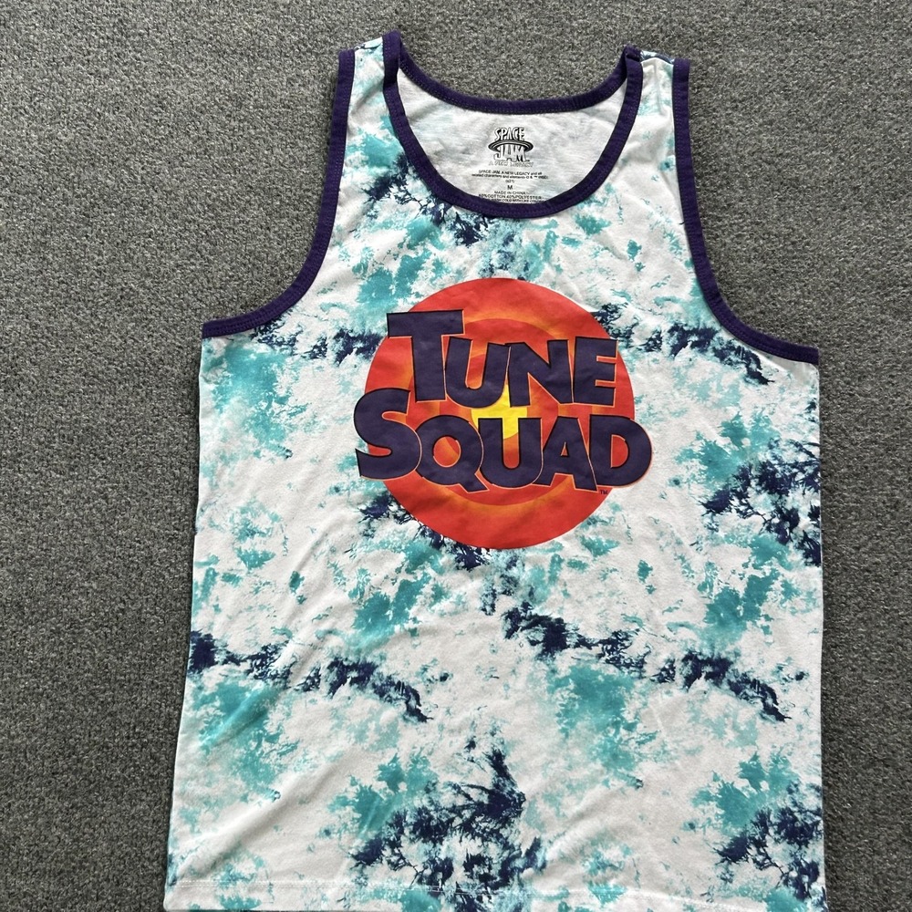 Space‎ Jam Tune Squad Shirt Mens Medium Blue White Tie-Dye Tank Top A New Legacy